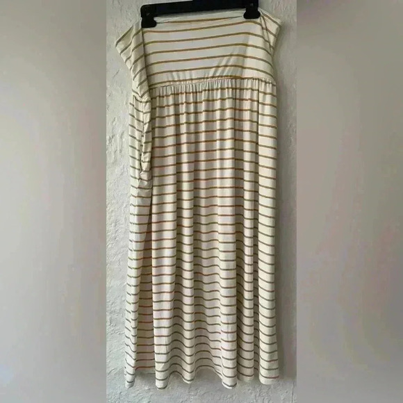Simlu white/gold striped women’s maxi skirt with wide waistband and pocket; 3X - Picture 1 of 5